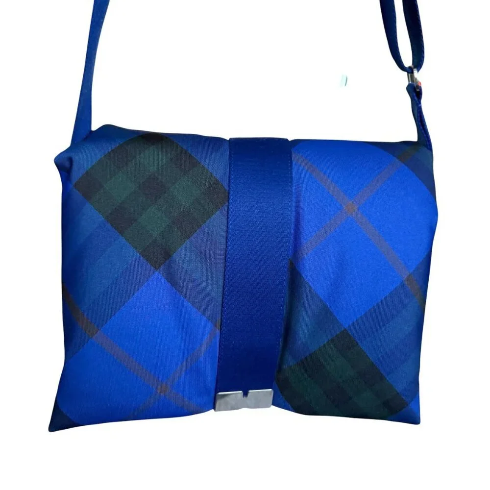 Burberry Blue Plaid Messenger Bag